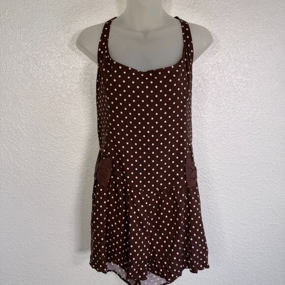 Free People High Strung Romper Womens Large Polka Dot Halter Boho Playsuit NEW - Picture 1 of 10